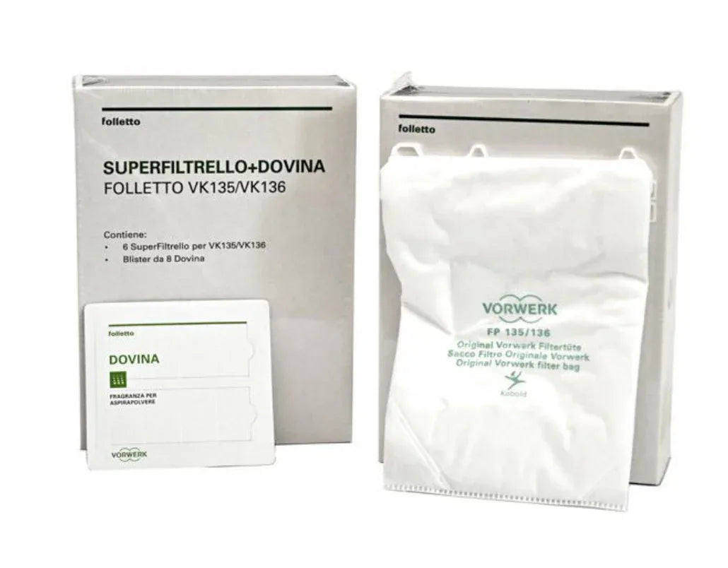Superfiltrello per VK135 VK136 8 pezzi piu' dovina originale vorwerk 45031 - proricambi.it