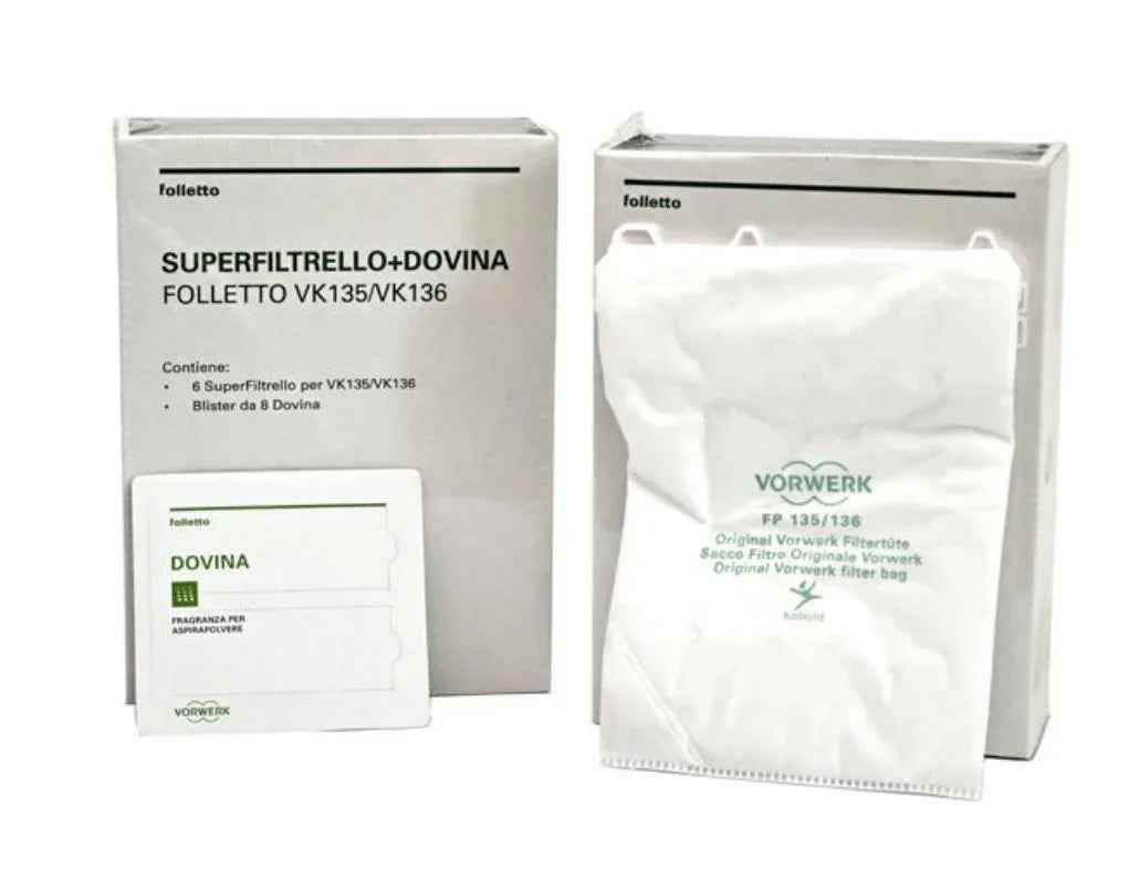 Superfiltrello per VK135 VK136 8 pezzi piu' dovina originale vorwerk 45031
