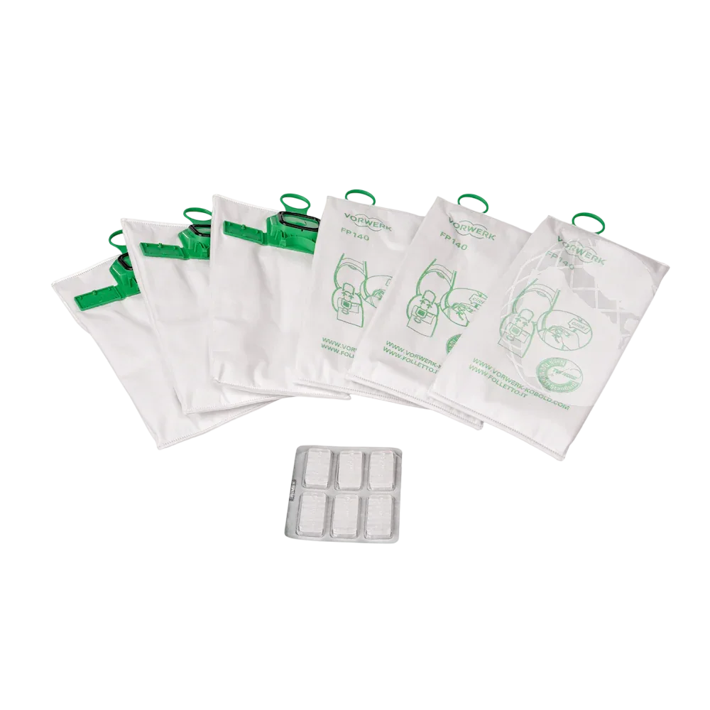 Sacchetti 6 pezzi filtrello premium VK140 VK150 più 6 pezzi dovina originale vorwerk 41435 - proricambi.it