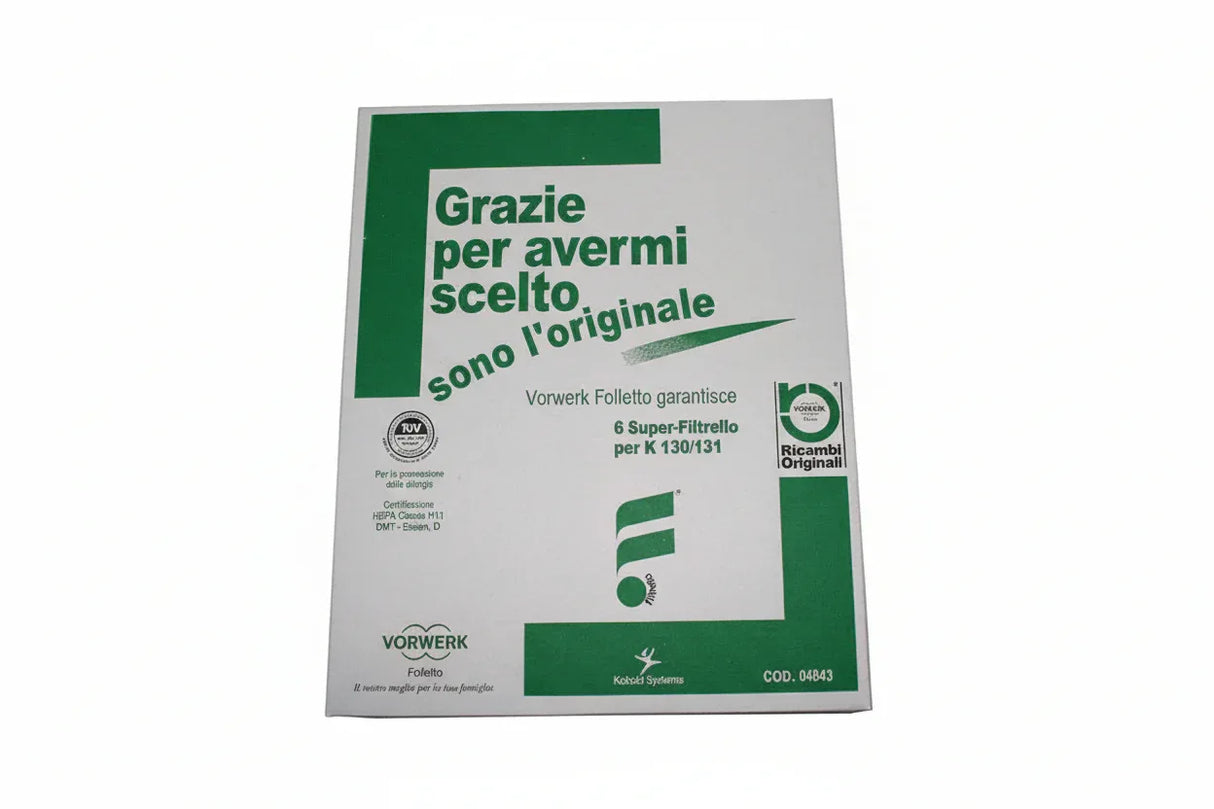 Sacchetti Super filtrello 6 pezzi per VK130 VK131 orifinale Vorwerk 45030 - proricambi.it