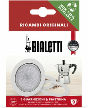 Kit tre guarnizioni più piastra per moka nove tazze originale Bialetti 0800035 - proricambi.it