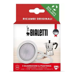 Kit tre guarnizioni più piastra per moka 3/4 tazze originale Bialetti 0800033 - proricambi.it