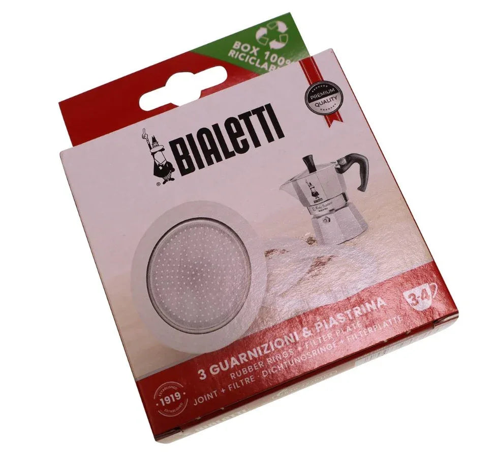 Kit tre guarnizioni più piastra per moka 3/4 tazze originale Bialetti 0800033 - proricambi.it