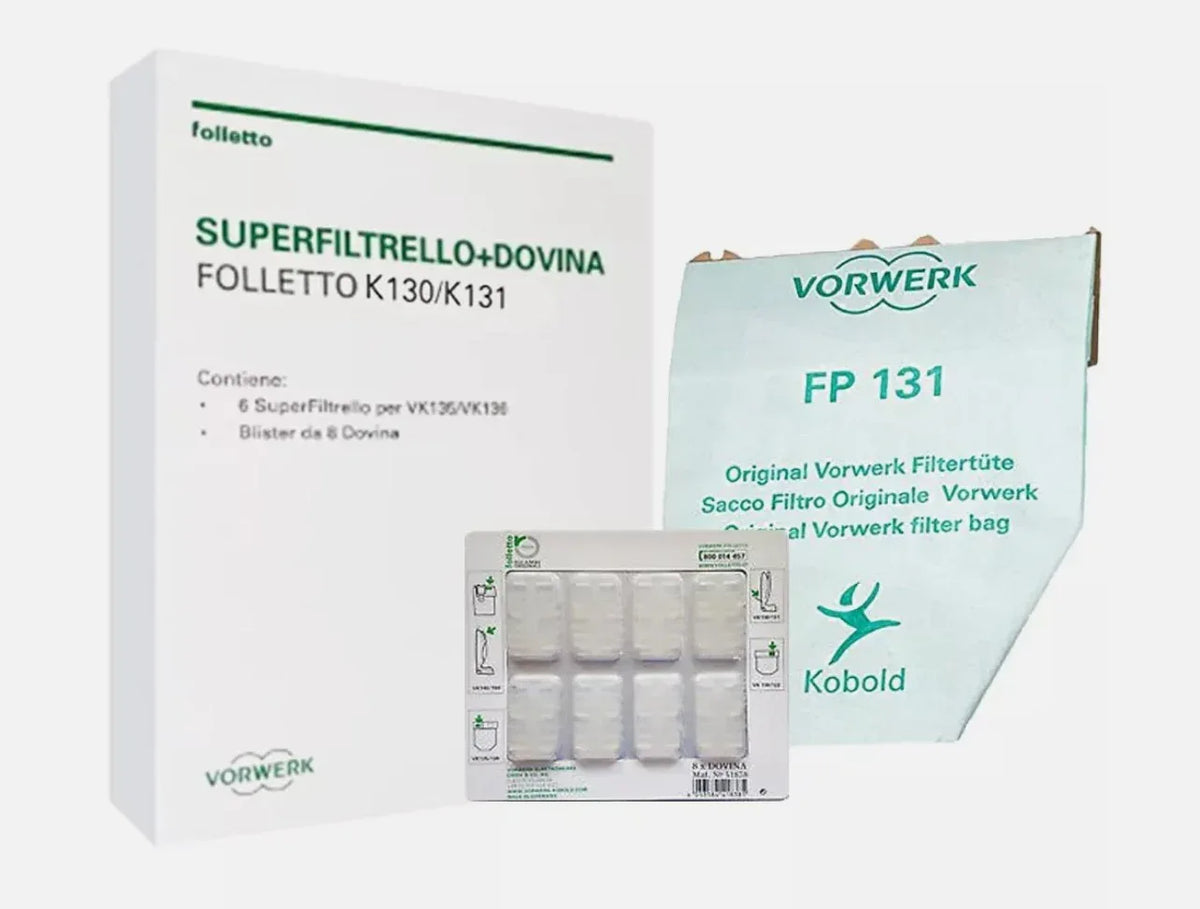 Confezione Superfiltrello più Dovina K1 per VK130 VK131 originale Vorwerk 43729 - proricambi.it