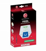 Confezione dei sacchetti per aspirapolvere Hoover H68A, 4 pezzi, progettati per il modello DIVA, evidenziando il design funzionale e i materiali di alta qualità.
